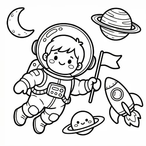 Space Coloring Page - iColorPlay